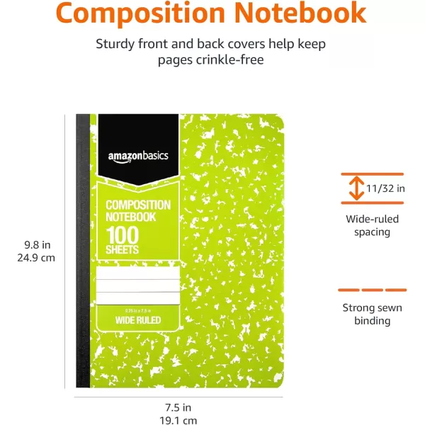 Amazon Basics Wide Ruled Composition Notebook 4Pack 100Sheet Assorted Marble Colors4Pack Assorted Marble