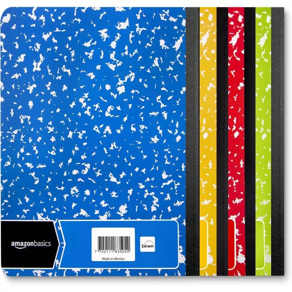 Amazon Basics Wide Ruled Composition Notebook 4Pack 100Sheet Assorted Marble Colors4Pack Assorted Marble