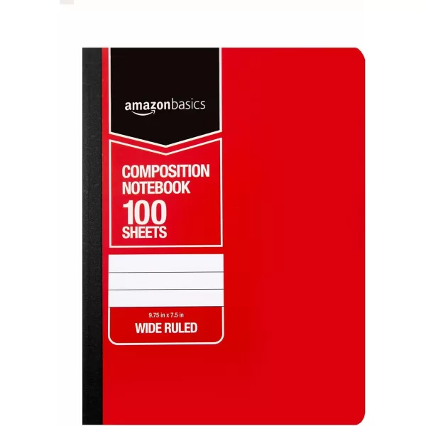 Amazon Basics Wide Ruled Composition Notebook 4Pack 100Sheet Assorted Marble Colors4Pack Assorted Solid