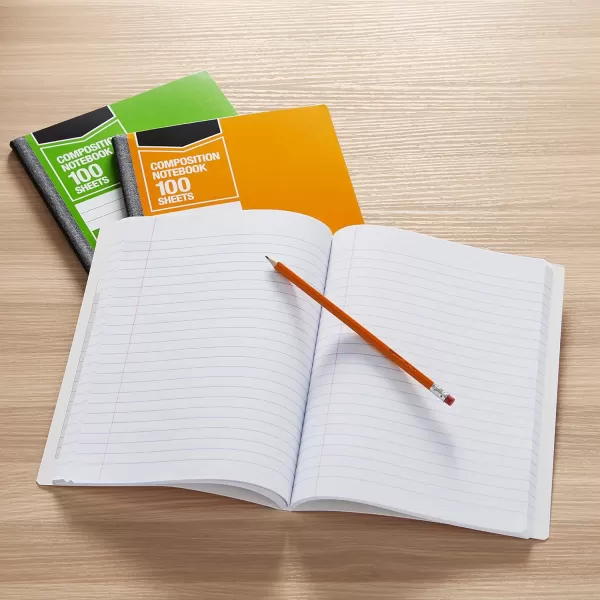 Amazon Basics Wide Ruled Composition Notebook 4Pack 100Sheet Assorted Marble Colors4Pack Assorted Solid