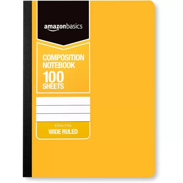 Amazon Basics Wide Ruled Composition Notebook 4Pack 100Sheet Assorted Marble Colors4Pack Assorted Solid