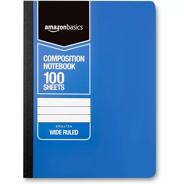 Amazon Basics Wide Ruled Composition Notebook 4Pack 100Sheet Assorted Marble Colors4Pack Assorted Solid