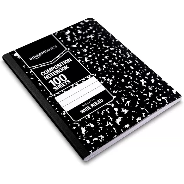 Amazon Basics Wide Ruled Composition Notebook 4Pack 100Sheet Assorted Marble Colors4Pack Marble Black