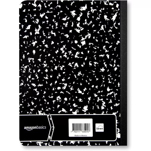 Amazon Basics Wide Ruled Composition Notebook 4Pack 100Sheet Assorted Marble Colors4Pack Marble Black