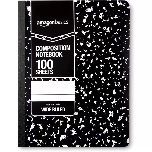 Amazon Basics Wide Ruled Composition Notebook 4Pack 100Sheet Assorted Marble Colors4Pack Marble Black