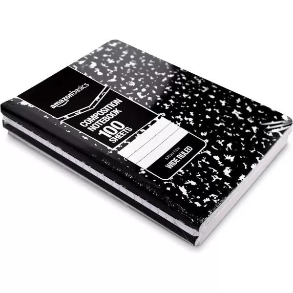 Amazon Basics Wide Ruled Composition Notebook 4Pack 100Sheet Assorted Marble Colors4Pack Marble Black