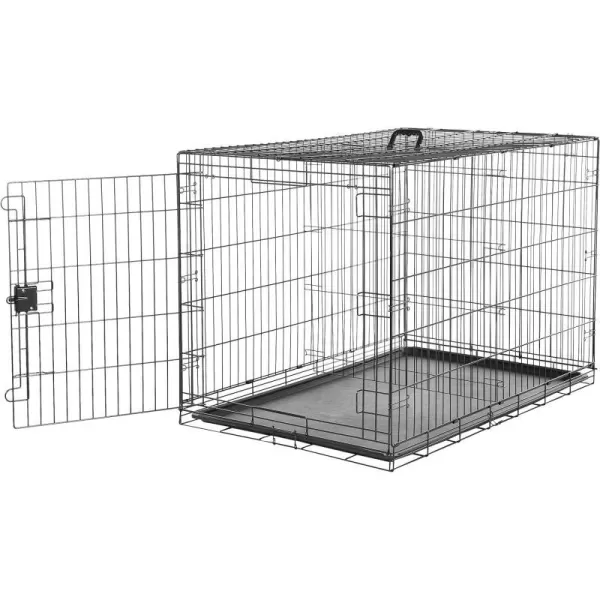 Amazon Basics  DurableFoldable Metal Wire Dog Crate with Tray Double Door Divider 24 x 18 x 20 Inches Black48L x 30W x 325H Single Door w Divider