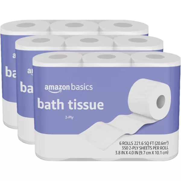 Amazon Basics 2Ply Toilet Paper 30 Rolls  120 Regular Rolls 350 Sheets Pack of 30 Unscented350 sheet Pack of 18