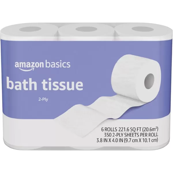 Amazon Basics 2Ply Toilet Paper 30 Rolls  120 Regular Rolls 350 Sheets Pack of 30 Unscented350 sheet Pack of 6