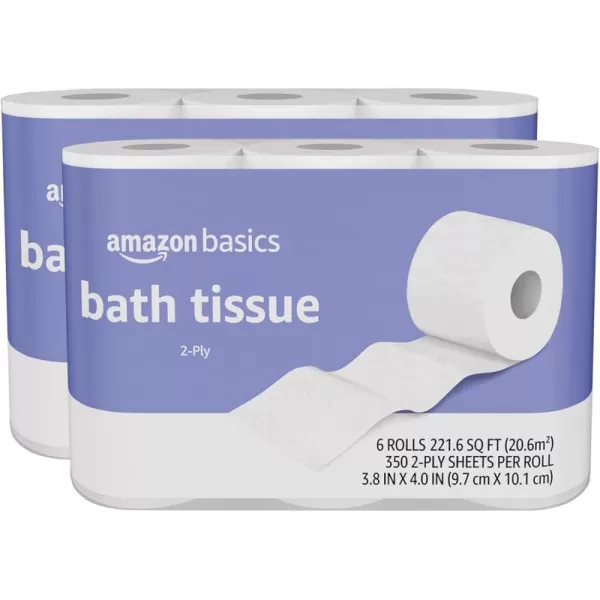 Amazon Basics 2Ply Toilet Paper 30 Rolls  120 Regular Rolls 350 Sheets Pack of 30 Unscented350 sheet pack of 12