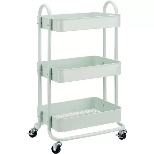 Amazon Basics 3Tier Rolling Cart with Wheels Utility or Kitchen  CharcoalMint Green