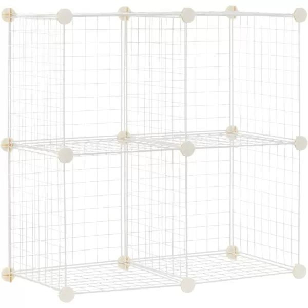 Amazon Basics 4 Cube Wire Grid Storage Shelves Stackable Cubes Black 14quot x 14quot x 14quotWhite