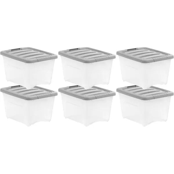 Amazon Basics 5 Quart Stackable Plastic Storage Container Bins with Secure Latching Lids for Home Organization ClearGrey Pack of 1019 Qt  6 Pack