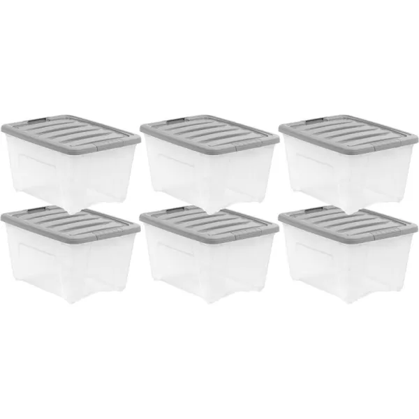 Amazon Basics 5 Quart Stackable Plastic Storage Container Bins with Secure Latching Lids for Home Organization ClearGrey Pack of 1032 Quart