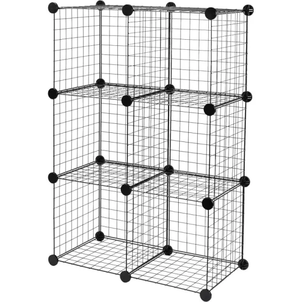 Amazon Basics 6Cube Wire Grid Stackable Storage Shelves 12 x 12Inches WhiteBlack