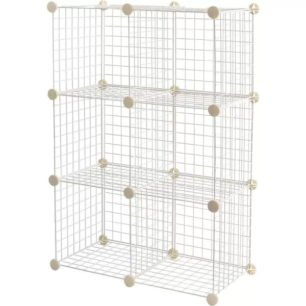 Amazon Basics 6Cube Wire Grid Stackable Storage Shelves 12 x 12Inches WhiteWhite