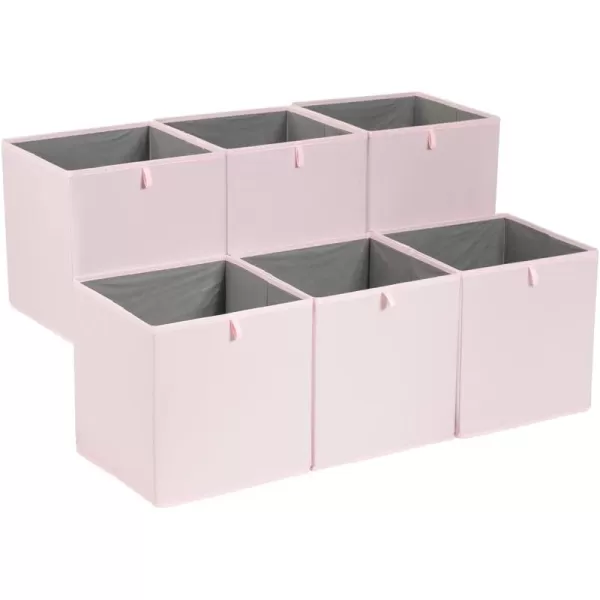 Amazon Basics Collapsible Fabric Storage Cube Organizer Bins  Pack of 6 White 13x15x13quotPeony Pink