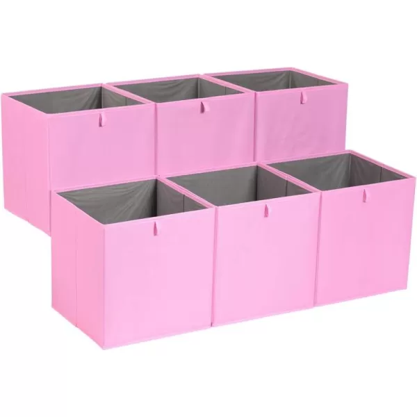 Amazon Basics Collapsible Fabric Storage Cube Organizer Bins  Pack of 6 White 13x15x13quotPink
