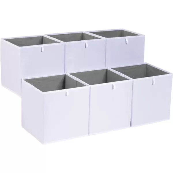 Amazon Basics Collapsible Fabric Storage Cube Organizer Bins  Pack of 6 White 13x15x13quotWhite