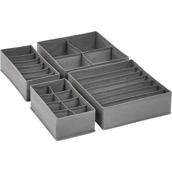 Amazon Basics Dresser Drawer Storage Organizer for Undergarments Set of 4  GraySet of 4