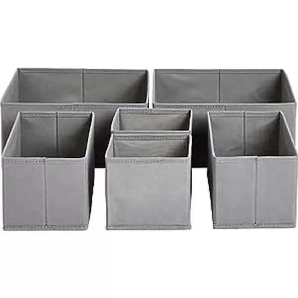 Amazon Basics Dresser Drawer Storage Organizer for Undergarments Set of 4  GraySet of 6