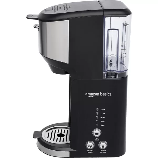Amazon Basics Drip Coffee Maker with KCup 14 Oz Black and Stainless steel 598D x 944W x 1417HStandard