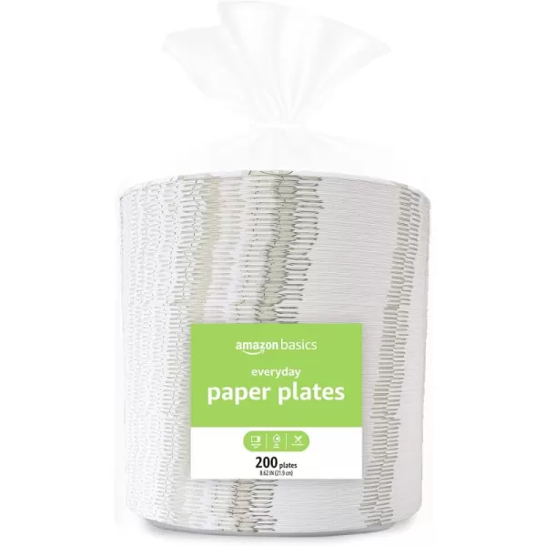 Amazon Basics Everyday Paper Plates 862 Inch Disposable 100 Count200 Count