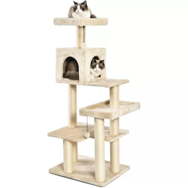 Amazon Basics Extra Large Cat Tree Tower with Condo  24 x 56 x 19 Inches BeigeBeige Condo Tree Tower