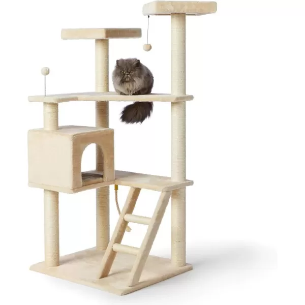 Amazon Basics Extra Large Cat Tree Tower with Condo  24 x 56 x 19 Inches BeigeBeige Step Ladder Tree Tower