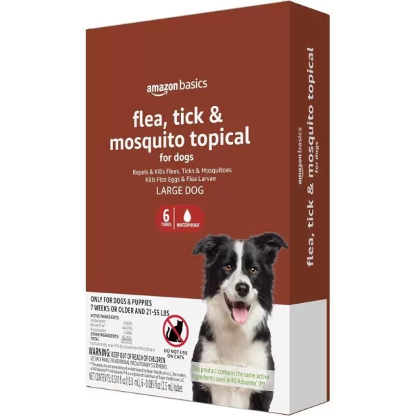 Amazon Basics Flea Tick amp Mosquito Topical for Medium Dog 1120 pounds 4 CountLarge Dogs 21  55 lbs 6 Count