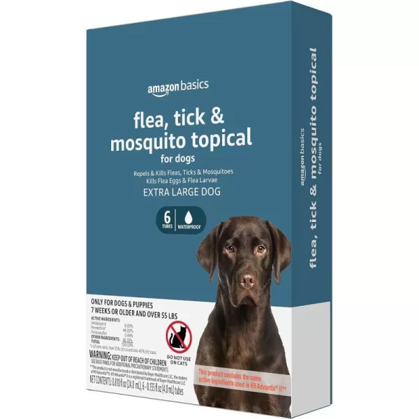 Amazon Basics Flea Tick amp Mosquito Topical for Medium Dog 1120 pounds 4 CountXLarge Dogs over 55 lbs 6 Count