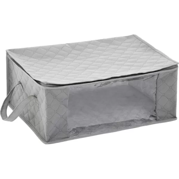 Amazon Basics Foldable Large Zipper Storage Bag Organizer Cubes with Clear Window ampamp Handles 3Pack GrayGray