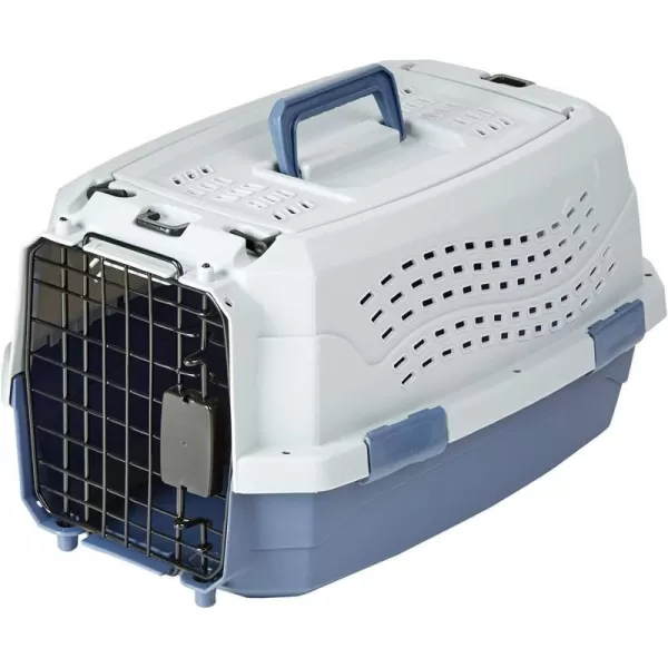 Amazon Basics HardSided Dog and Cat Kennel SingleDoor Travel Pet Carrier with Metal Wire Ventilation 23InchTwoDoor 19Inch