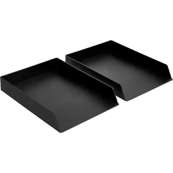 Amazon Basics Rectangular Plastic Desk Organizer Half Accessory Tray BlackLetter Tray Pack of 12