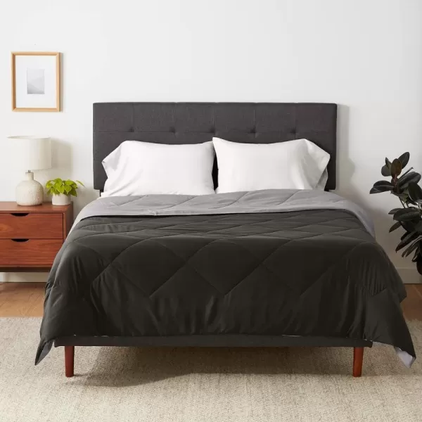Amazon Basics Reversible Lightweight Microfiber Comforter Blanket FullQueen Chocolate  KhakiBlack  Grey