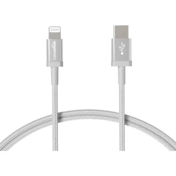 Amazon Basics USBC to Lightning Charger Cable Nylon Braided Cord MFi Certified Charger for Apple iPhone 14 13 12 11 X Xs Pro Pro Max Plus iPad 3 Foot Dark GraySilver