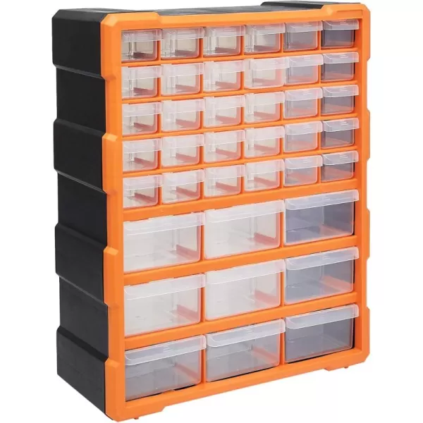 Amazon Basics Wall Mount Hardware and Craft Storage Cabinet Drawer Organizer 78 Drawers Black Orange 63 x 142 x 186 inches LxWxH