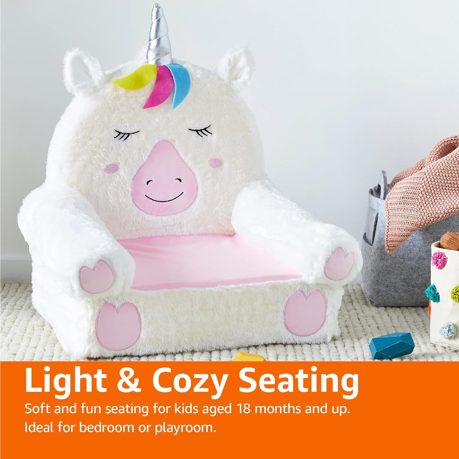 Amazon Basics Childrens Plush Chair Unicorn Medium MulticolorUnicorn