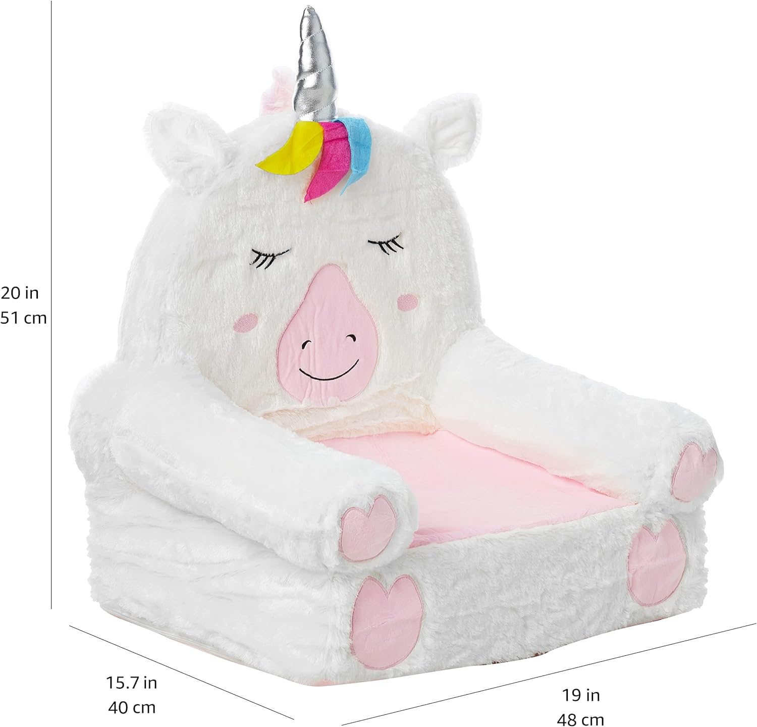Amazon Basics Childrens Plush Chair Unicorn Medium MulticolorUnicorn