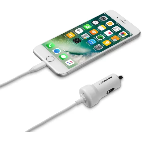 Amazon Basics 12W 5V 24A Car Charger with Lightning Cable Coiled for iPhone and Apple Devices 15 ft  BlackWhite 3 Feet Straight
