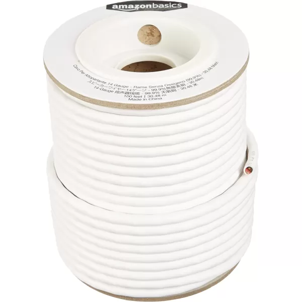 Amazon Basics 14Gauge Audio Speaker Wire Cable  999 OxygenFree Copper 200 Feet White100Foot