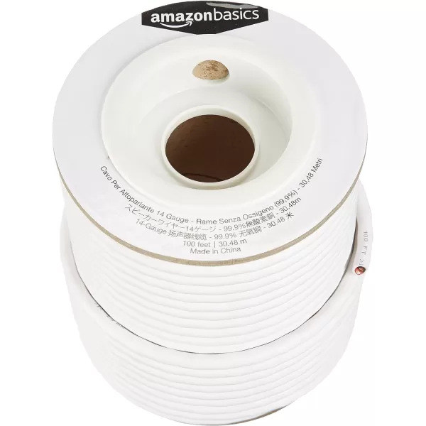 Amazon Basics 14Gauge Audio Speaker Wire Cable  999 OxygenFree Copper 200 Feet White100Foot