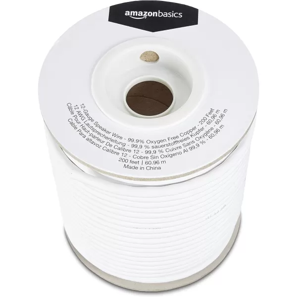 Amazon Basics 14Gauge Audio Speaker Wire Cable  999 OxygenFree Copper 200 Feet White200Foot