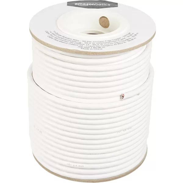 Amazon Basics 14Gauge Audio Speaker Wire Cable  999 OxygenFree Copper 200 Feet White200Foot