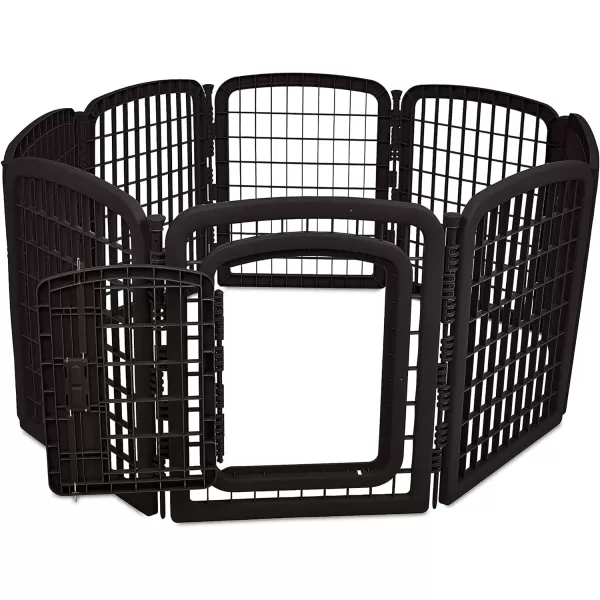 Amazon Basics 8Panel Octagonal Plastic Pet Pen Fence Enclosure With Gate 59 x 58 x 28 Inches Greyblack 28Inch