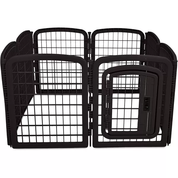 Amazon Basics 8Panel Octagonal Plastic Pet Pen Fence Enclosure With Gate 59 x 58 x 28 Inches Greyblack 28Inch