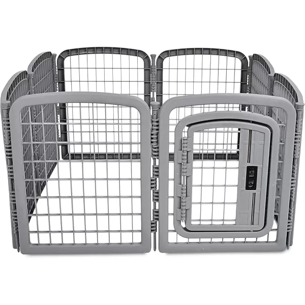 Amazon Basics 8Panel Octagonal Plastic Pet Pen Fence Enclosure With Gate 59 x 58 x 28 Inches Greygrey 28Inch