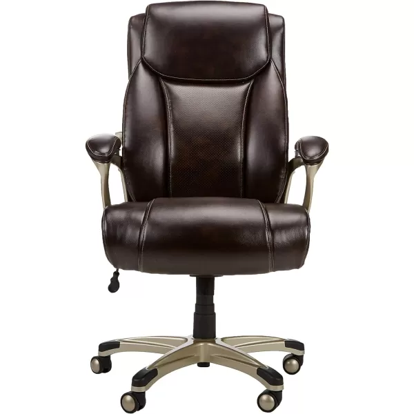 Amazon Basics Big  Tall Executive Computer Desk Chair With Lumbar Support Adjustable Height and Tilt 350Lb Capacity Black With Pewter Finish 285 D x 3025 W x 479 HBrown