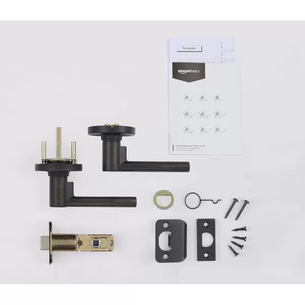 Amazon Basics Contemporary Madison Door Lever  Privacy  Matte BlackPack of 6 6 Count TotalOil Bronze