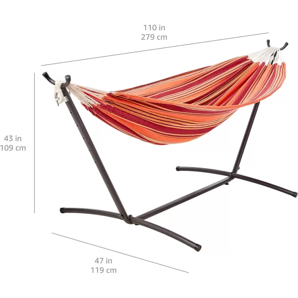 Amazon Basics Double Hammock with 9Foot Space Saving Steel Stand and Carrying Case 450 lb Capacity Sunset Orange Stripe 110 x 47 x 43 inchesSunset Orange